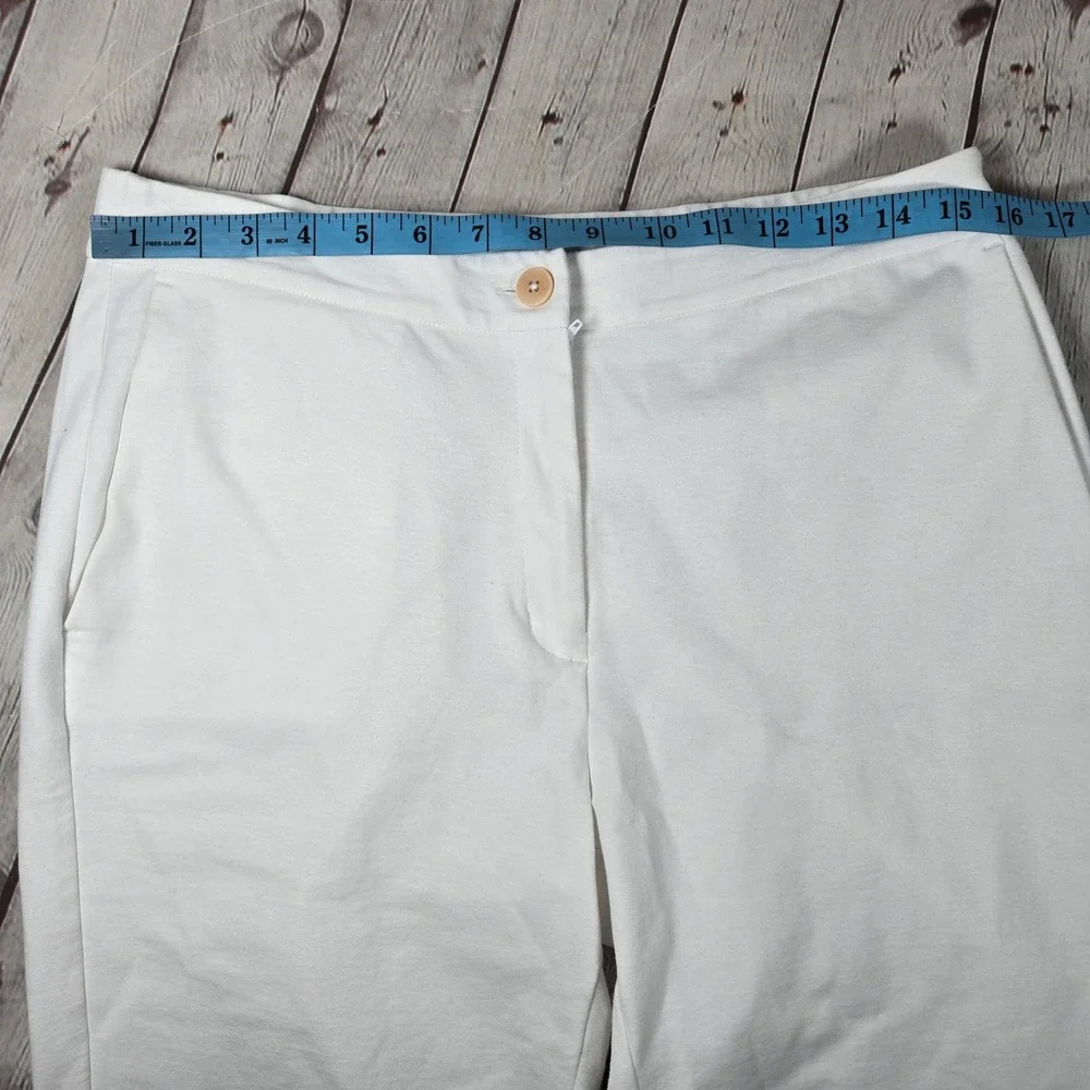 Eileen Fisher White Organic Cotton‎ Blend Tapered Ankle Pants Womens Medium